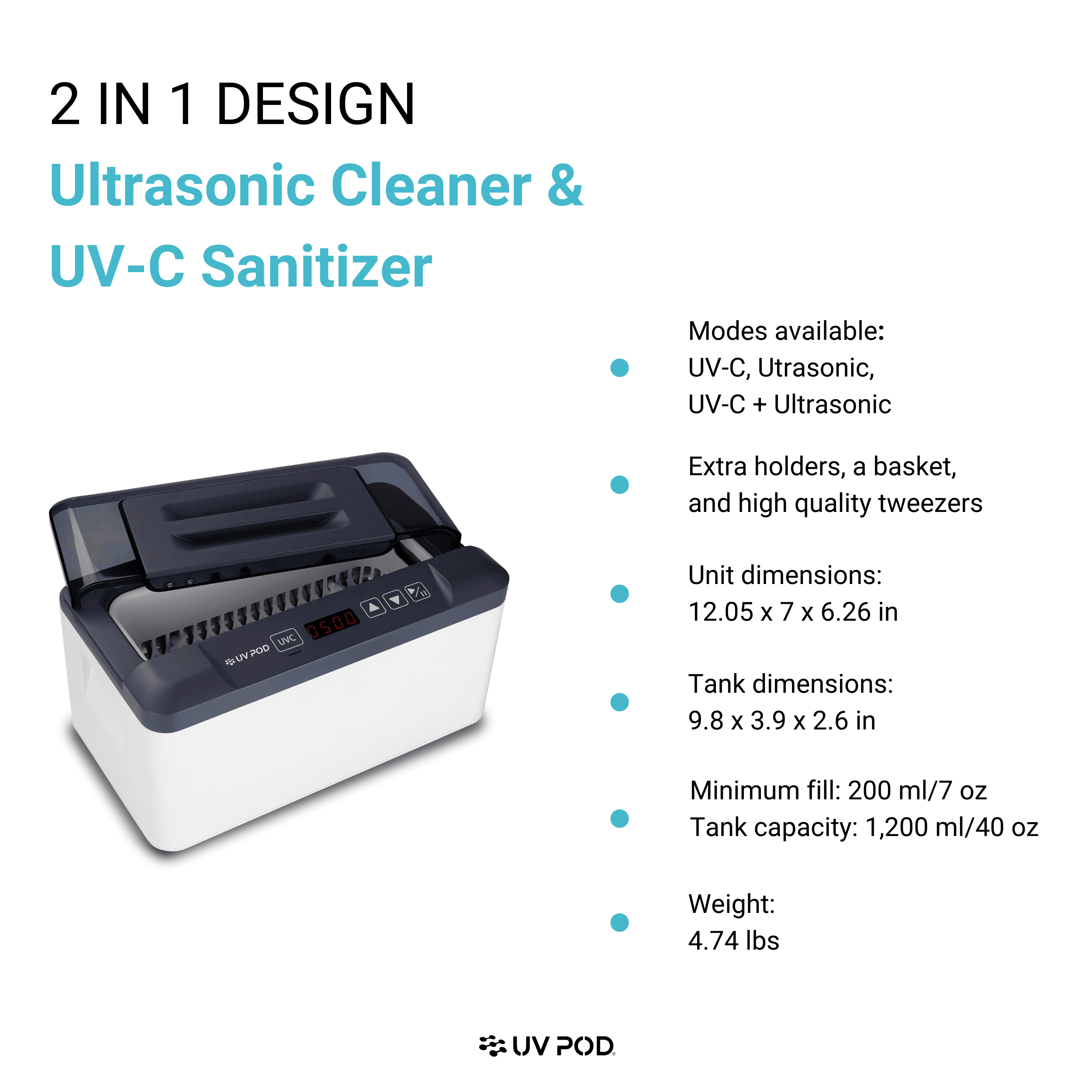 Advanced Professional 2-in-1 Ultrasonic Ultraviolet UV-C Sterilizer alternate